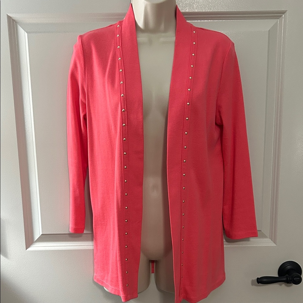 Rafaella Coral Open Front Sweater